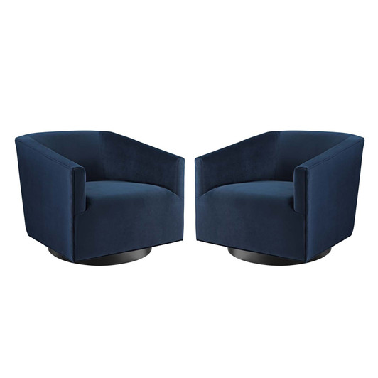 Twist Swivel Chair Performance Velvet Set of 2, Velvet, Dark Blue, 20042