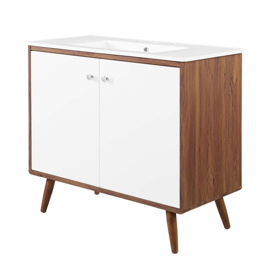 Transmit 36" Bathroom Vanity, Wood, Brown Walnut White, 20059
