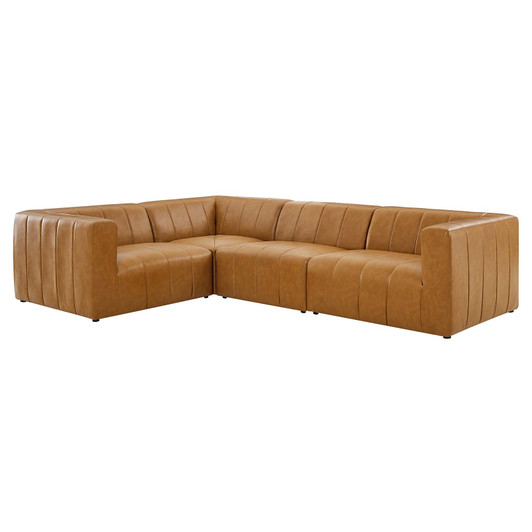 Bartlett Vegan Leather Vegan Leather 4-Piece Sectional Sofa, Faux Vegan Leather, Tan, 20176