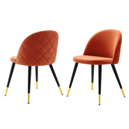 Cordial Performance Velvet Dining Chairs - Set of 2, Velvet, Orange, 20200