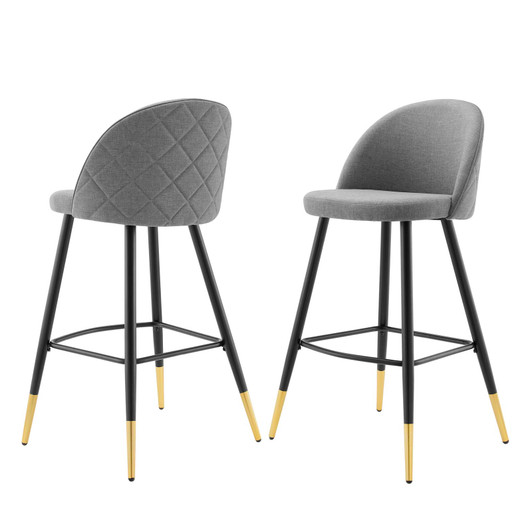 Cordial Fabric Bar Stools - Set of 2, Fabric, Metal, Light Grey Gray, 20206