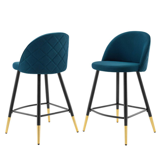 Cordial Fabric Counter Stools - Set of 2, Fabric, Metal, Navy Blue, 20217