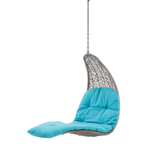 Landscape Outdoor Patio Hanging Chaise Lounge Outdoor Patio Swing Chair, Light Grey Gray Blue, 20292