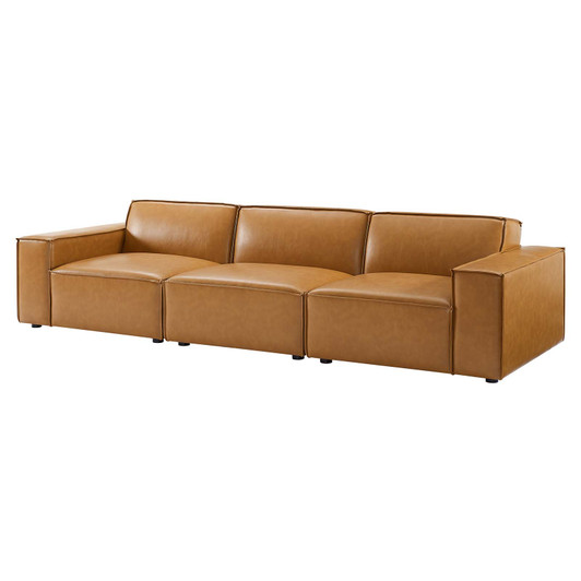 Restore Vegan Leather 3-Piece Sofa, Faux Vegan Leather, Tan, 20497 Restore Vegan Leather 3-Piece Sofa, Faux Vegan Leather, Tan, 20497