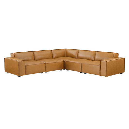 Restore 5-Piece Vegan Leather Sectional Sofa, Faux Vegan Leather, Tan, 20501