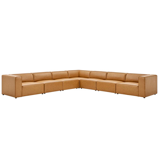 Mingle Vegan Leather 7-Piece Sectional Sofa, Faux Vegan Leather, Tan, 20554