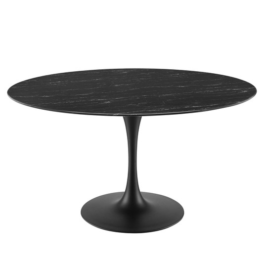 Lippa 54" Artificial Marble Dining Table, Artificial Marble, Metal Steel, Black, 20667