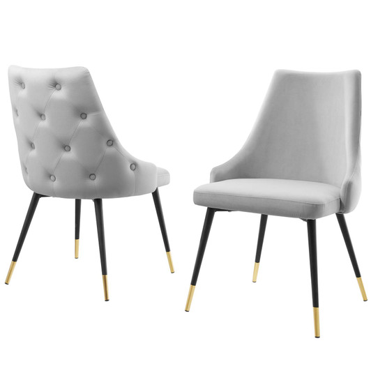 Adorn Dining Side Chair Performance Velvet Set of 2, Velvet, Light Grey Gray, 20864