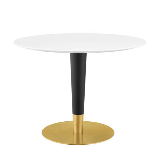 Zinque 40" Dining Table, Wood, Metal Steel, Gold White, 20894
