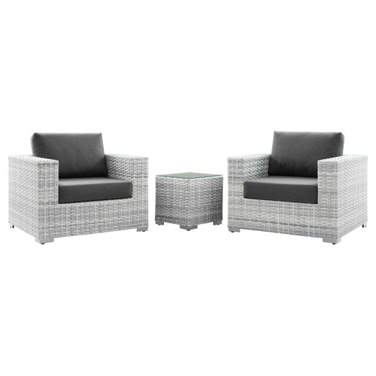 Convene 3-Piece Outdoor Patio Set, Rattan, Wicker, Grey Gray, 21120