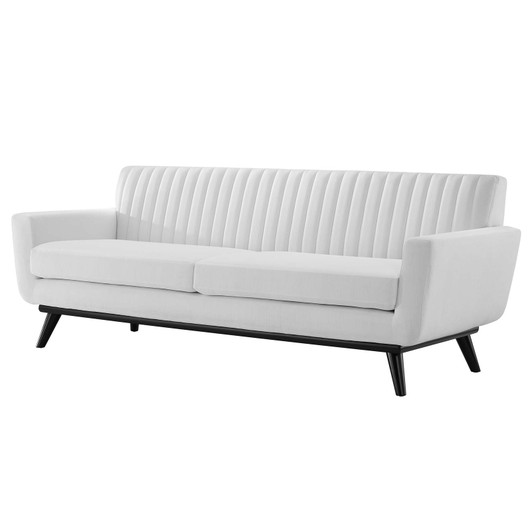 Engage Channel Tufted Fabric Sofa, Fabric, White, 21180 Engage Channel Tufted Fabric Sofa, Fabric, White, 21180