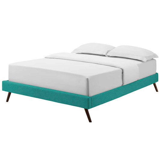 Loryn Queen Fabric Bed Frame with Round Splayed Legs, Fabric, Teal Blue, 21259