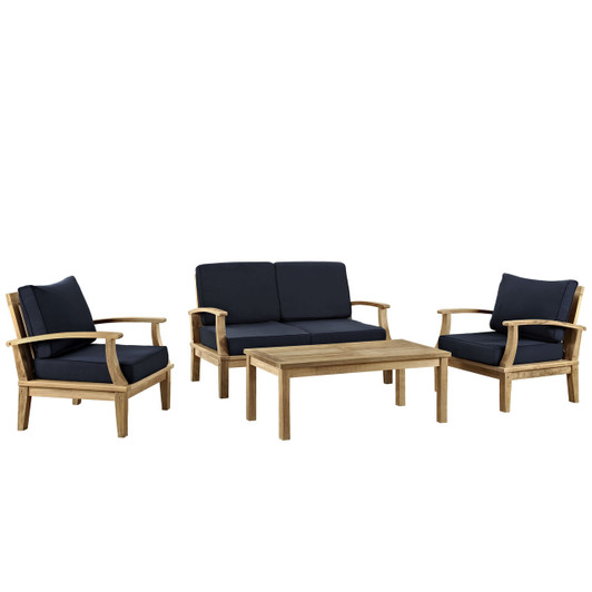 Marina 4 Piece Sofa Set in Natural Navy
