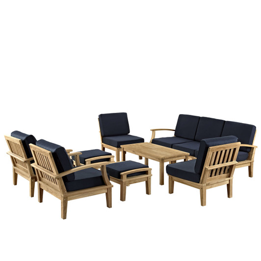 Marina 10 Piece Sofa Set in Natural Navy