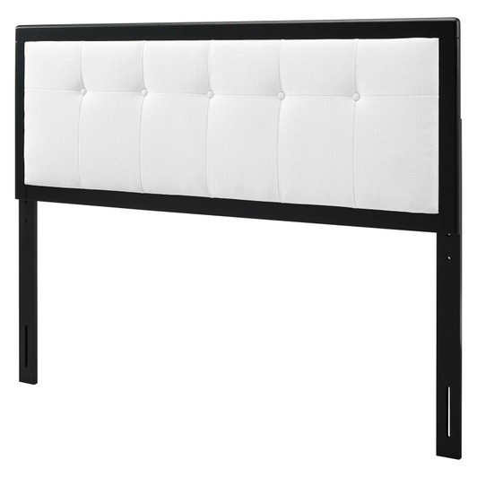 Draper Tufted King Fabric and Wood Headboard, Wood, Fabric, Black White, 21618