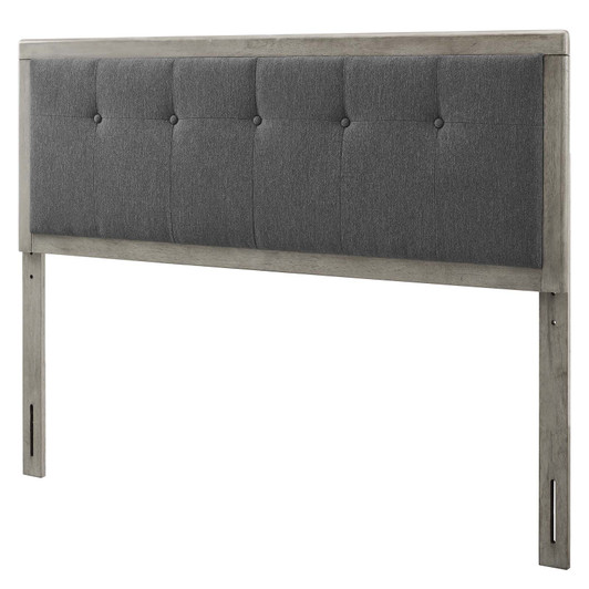 Draper Tufted King Fabric and Wood Headboard, Wood, Fabric, Grey Gray, 21620