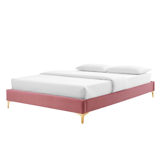 Sutton Queen Performance Velvet Bed Frame, Velvet, Pink, 21760