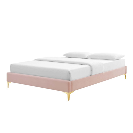 Sutton Queen Performance Velvet Bed Frame, Velvet, Pink, 21764