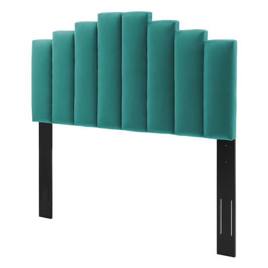Noelle Performance Velvet Twin Headboard, Velvet, Teal Blue, 21773