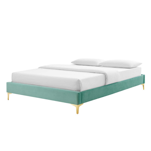 Sutton King Performance Velvet Bed Frame, Velvet, Blue, 21858