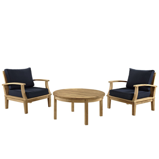 Marina 3 Piece Sofa Set in Natural Navy EEI-1475-NAT-NAV-SET