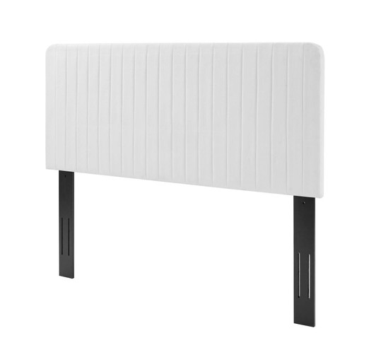 Milenna Channel Tufted Upholstered Fabric Full/Queen Headboard, Fabric, White, 22088