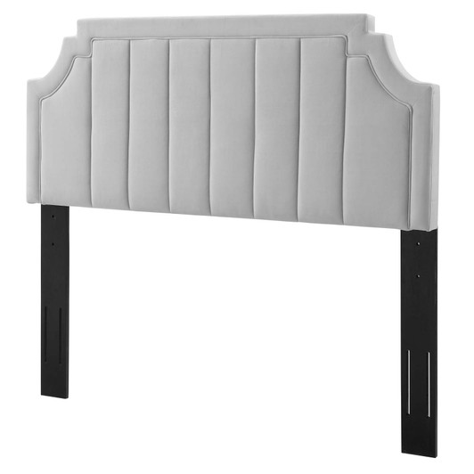 Alyona Channel Tufted Performance Velvet Twin Headboard, Velvet, Light Grey Gray, 22124