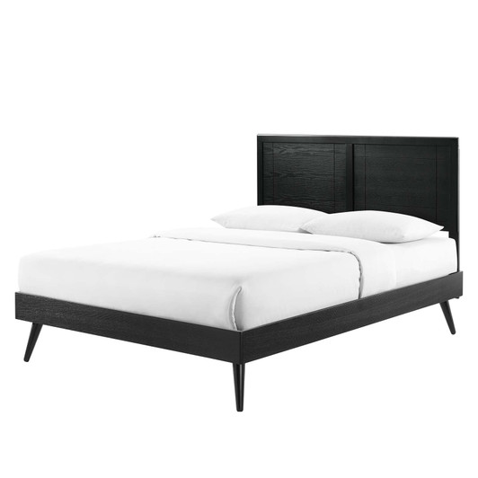 Marlee Queen Wood Platform Bed With Splayed Legs, Wood, Black, 22236