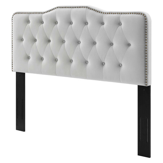 Sophia Tufted Performance Velvet Twin Headboard, Velvet, Light Grey Gray, 22265