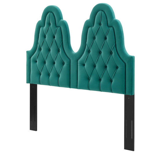 Augustine Tufted Performance Velvet Twin Headboard, Velvet, Teal Blue, 22300