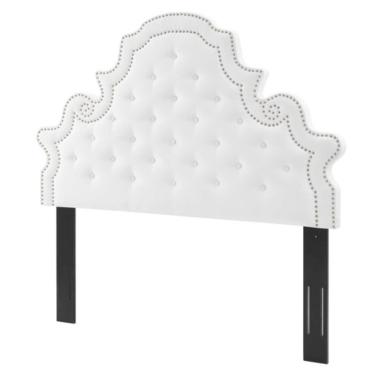 Diana Tufted Performance Velvet Full/Queen Headboard, Velvet, White, 22333