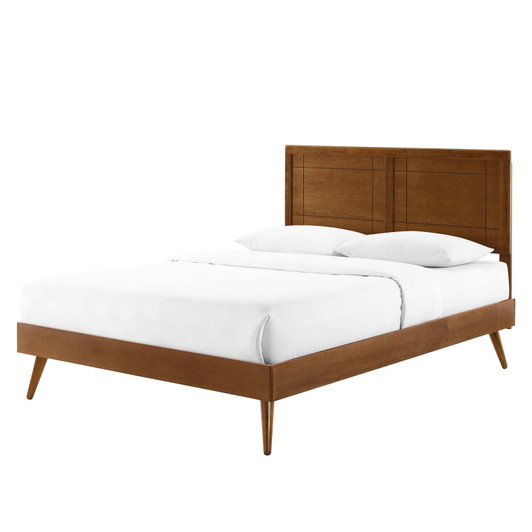 Marlee King Wood Platform Bed With Splayed Legs, Wood, Brown Walnut, 22427
