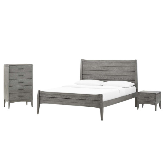 Georgia 3 Piece King Bedroom Set, Wood, Grey Gray, 22613
