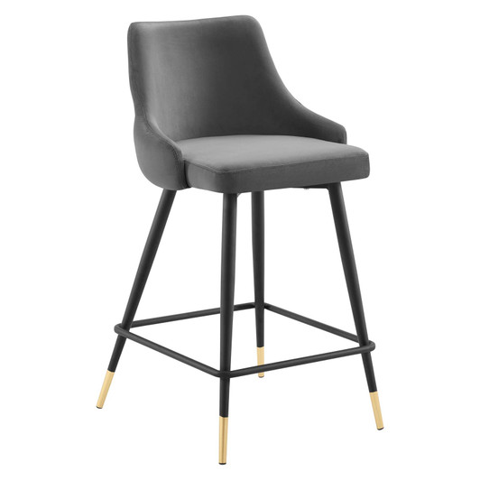 Adorn Performance Velvet Counter Bar Stool, Velvet, Grey Gray, 23119