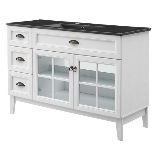 Isle 48" Bathroom Vanity Cabinet, Wood, White Black, 23153