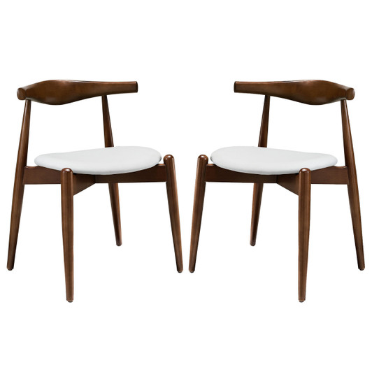 Stalwart Dining Side Chairs Set of 2 in Dark Walnut White