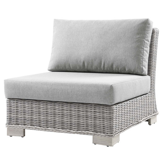 Conway Outdoor Patio Wicker Rattan Armless Chair, Rattan, Wicker, Grey Gray, 23364