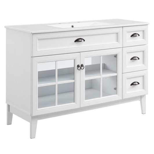 Isle 48" Bathroom Vanity Cabinet, Wood, White, 23601