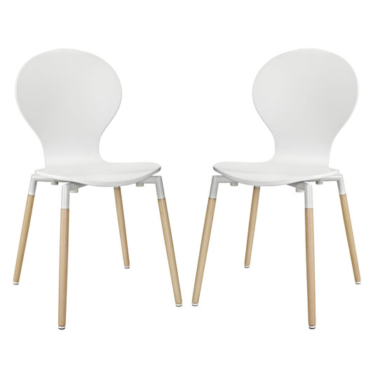 Path Dining Chair Set of 2 in White Path Dining Chair Set of 2 in White