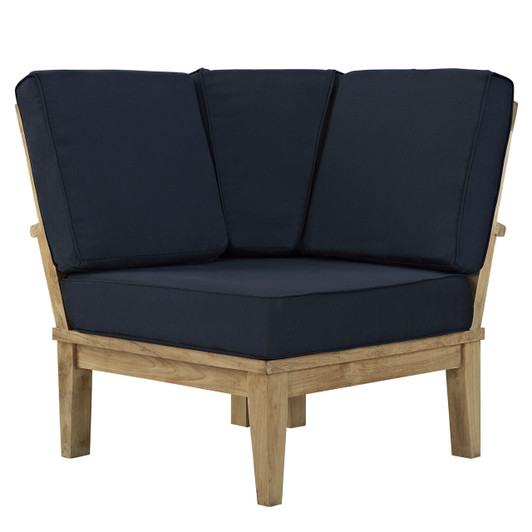 Marina Outdoor Patio Teak Corner Sofa, Navy Wood