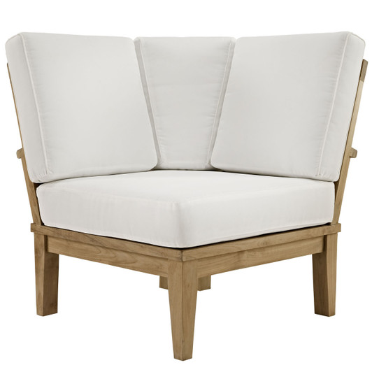Marina Outdoor Patio Teak Corner Sofa, White Wood