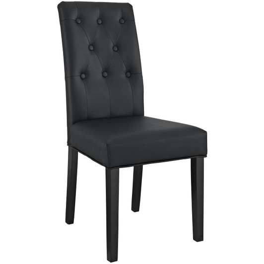 Confer Dining Vinyl Side Chair, Black Faux Leather