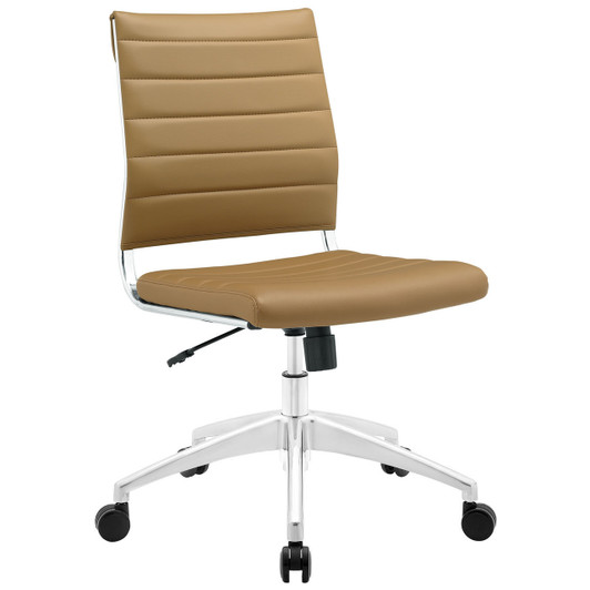 Jive Armless Mid Back Office Chair, Tan Faux Leather