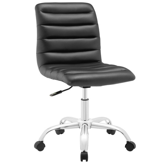 Ripple Mid Back Office Chair, Black Faux Leather