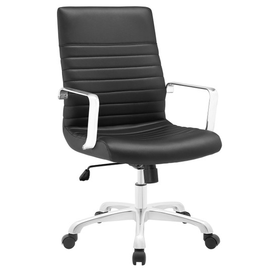 Finesse Mid Back Office Chair, Black Faux Leather
