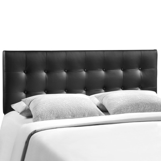Emily Full Vinyl Headboard, Black Faux Leather