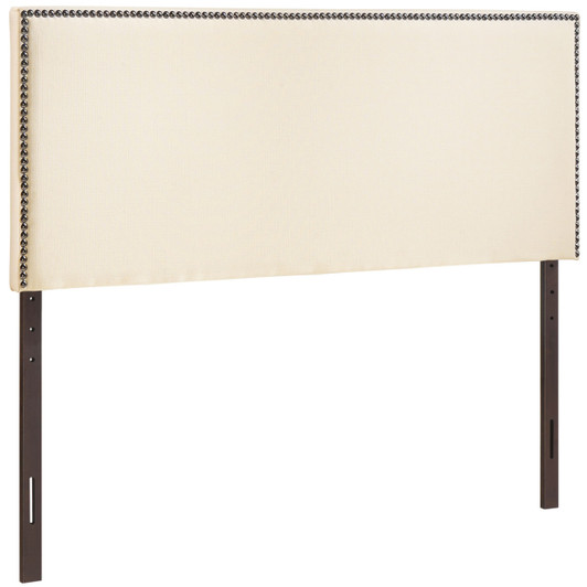 Region Full Nailhead Upholstered Headboard, Ivory Fabric