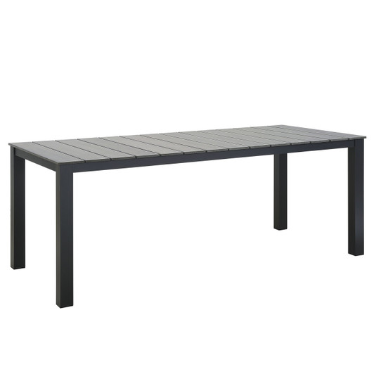 Maine 80" Outdoor Patio Dining Table, Brown Grey Steel