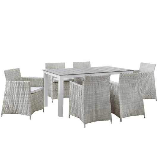 Junction 7 Piece Outdoor Patio Dining Set, Gray White Plastic
