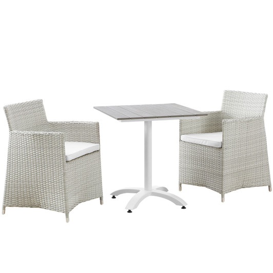 Junction 3 Piece Outdoor Patio Dining Set, Gray White Plastic